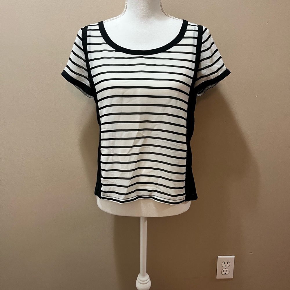 American Eagle Black and White Striped Top Size Small